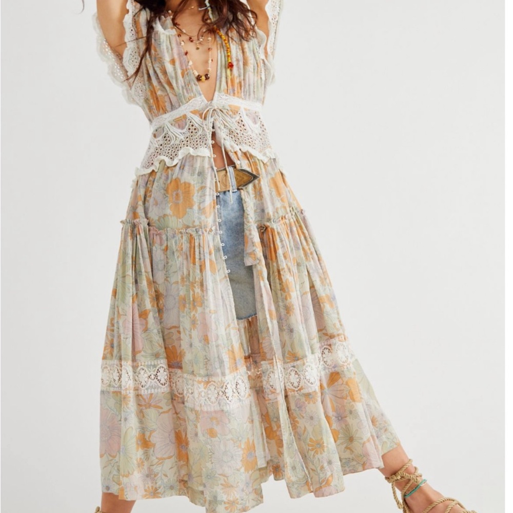 Free People Floral Lace Maxi Dress - Multicolor